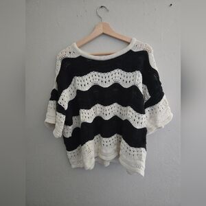 Anthropologie Black and White Striped Knit Sweater